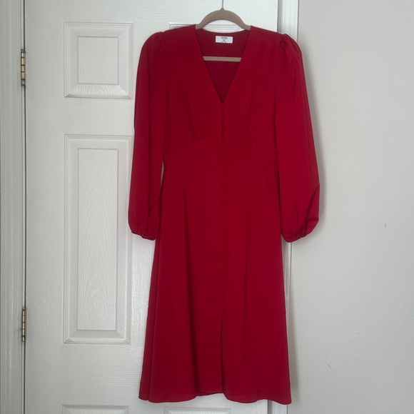 UNtuckit for Her Women's Red Satin V Neck Dress Malorie size XS Extra Small - Picture 2 of 10